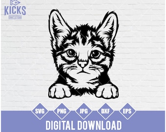 Kitten Peeking Face SVG, Cat Clipart (Digital Download)