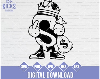 King Money Middle Finger SVG: US Dollar Sign Clipart (Digital Download)