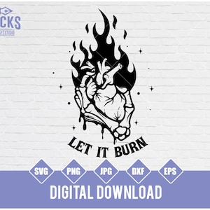 Skeleton Holding Heart SVG, Gothic Tattoo Decal T-Shirt Wall Art Design, Cricut Silhouette Printable Clipart Vector Digital Dxf Png Eps Ai