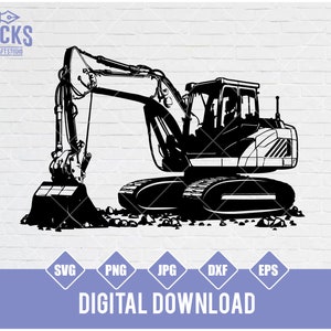 Excavator svg, Excavator Clipart, Excavator Cutfile, Excavator png, Heavy Equipment svg, Construction Monogram dxf, Excavator Stencil