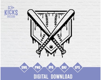 Baseball Home plate Ice Cream Drip PNG, svg, eps Digital Files. Ideal for T-Shirts and more. Instant Download, Ready to Print! Svg Dxf Png