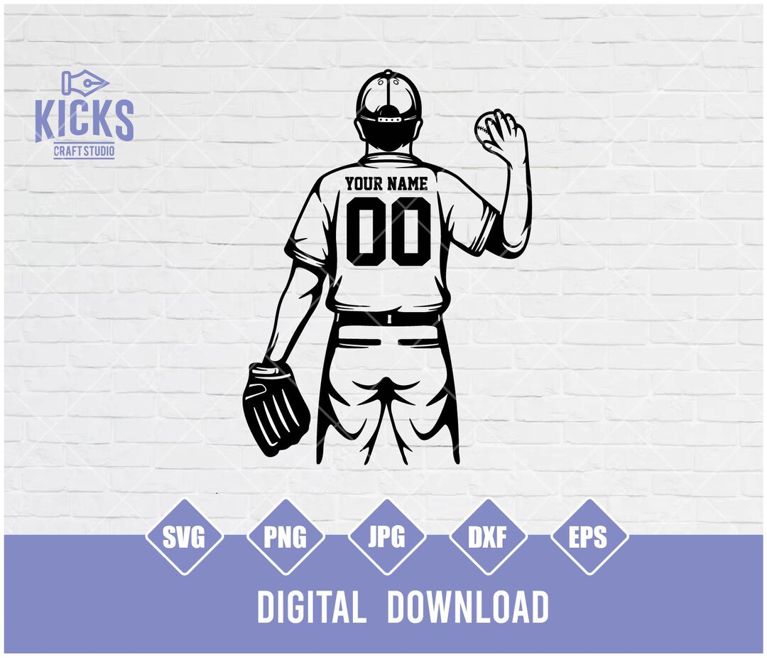 Personalized Baseball Pitcher SVG: Team Clipart, Shirt Stencil (digital ...
