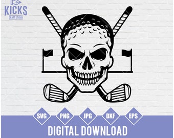 Golf Skull Clipart, Golf Master svg, png, dxf, jpg, eps (Digital Download)