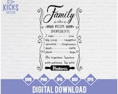 Family Recipe SVG: Rustic Kitchen Quote, Farmhouse Decor (Digital Download)
