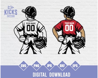 Baseball Player Svg, Baseball Team Stencil, Personalized Name (Digital Download)
