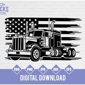 US Semi Truck Svg File, Truck Svg, Semi Truck Svg, US Truck Driver shirt, Truck Clip art, USA Truck Driver Svg, Cutting Files, Svg, Eps