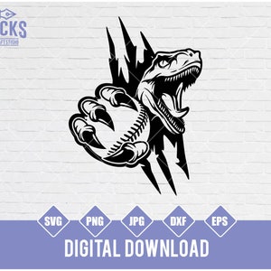 Raptor Baseball Scratch SVG: Dinosaur Sport Design (Digital Download)