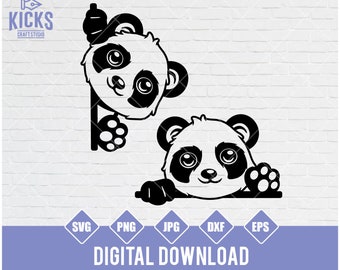 Cute Panda Peeking SVG, Panda Cut File (Digital Download)