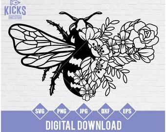 Abeja Floral SVG: Clipart de Insectos para Cricut, Camisetas y Tazas (Descarga Digital)