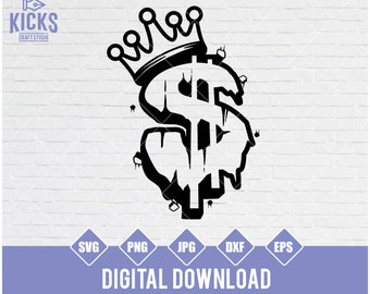 Druipend dollarteken kroon SVG: Rich Kids-clipart (digitale download)