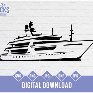 Yacht Svg, Speed Boat Clipart, Luxury Yachts Cut File,Recreational watercraft Stencil, Sailor T-shirt Design, Sailing Boat Dxf, Png