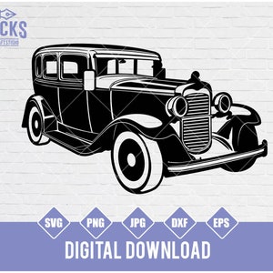 Classic Car Svg, Vintage Vehicles, Antique Automobile, Graphics Commercial Use Clipart, Svg, Png, Dxf