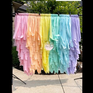 Pastel Rainbow Backdrop, Fringe Backdrop, Streamer Wall, Plastic Tablecloth, Photo Backdrop, Ice Cream, Unicorn, Streamer Backdrop