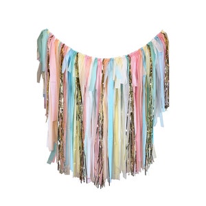 Pastel Fringe, Spring Backdrop, Easter Fringe Backdrop, Streamers, Birthday, Flagtape, Fringe Garland, Plastic Tablecloth