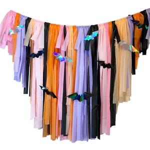 Halloween Backdrop, Skeletons, Bats, Plastic Tablecloth, Fringe Backdrops, Streamer Backdrop
