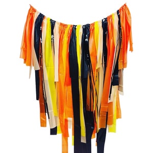 Plastic Tablecloth Fringe Backdrop, Orange and Black, Construction Theme, Birthday Backdrop, Streamer Backdrop
