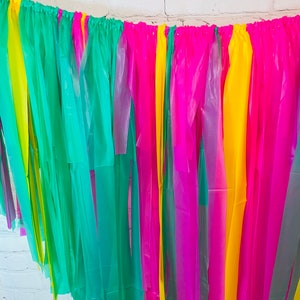 Hello Summer Backdrop, Summer, Pineapple, Flamingo, Fringe Backdrop, Plastic Tablecloth Backdrop, Streamers image 6