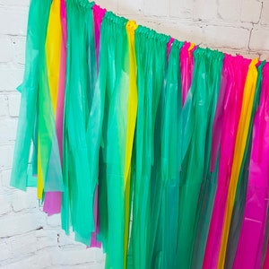 Hello Summer Backdrop, Summer, Pineapple, Flamingo, Fringe Backdrop, Plastic Tablecloth Backdrop, Streamers image 7