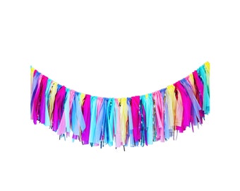 Unicorn Mini Fringe, Ice Cream Garland, Pastel Garland, Birthday Garland, Plastic Tablecloth Fringe, Streamers