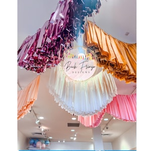 CUSTOM Ceiling Aerials, Ceiling Installation, Ceiling Fringe, Ceiling Streamers, Plastic Swags, Overhead Installation, Overhangs