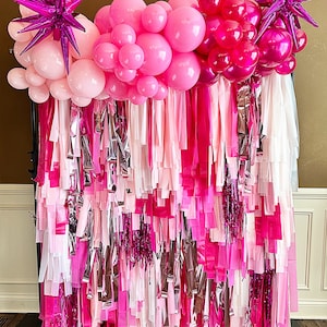 Valentines Backdrop, Bachelorette Backdrop, Pretty in Pink Party Fringe, Wall Backdrop, Galentines, Barbie