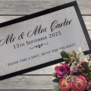 Personalised Wedding Bar Mat - Marriage, Wedding Table Decoration, Personaised Wedding Gift, Favour, Table mat, Drinks table