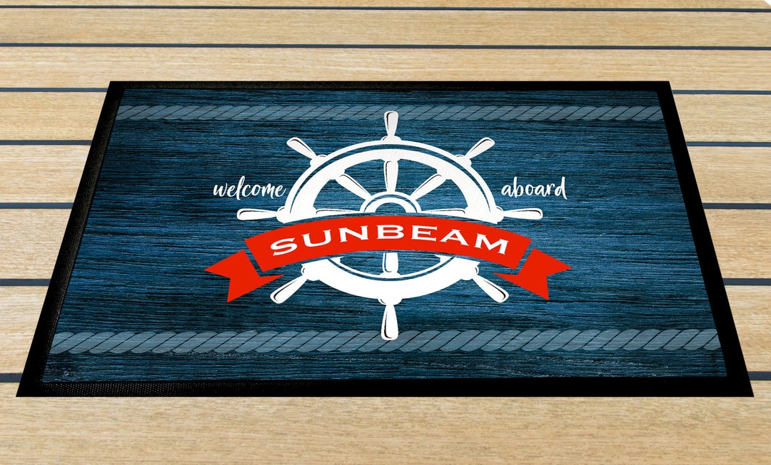 Personalised Boat/barge Door Mat 60 X 40cm, Non Slip Base Mat, Nautical