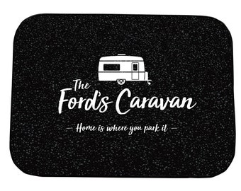 Personalised Caravan mat B&W Home is where you park it Door Mat 44cm x 32cm - indoor use