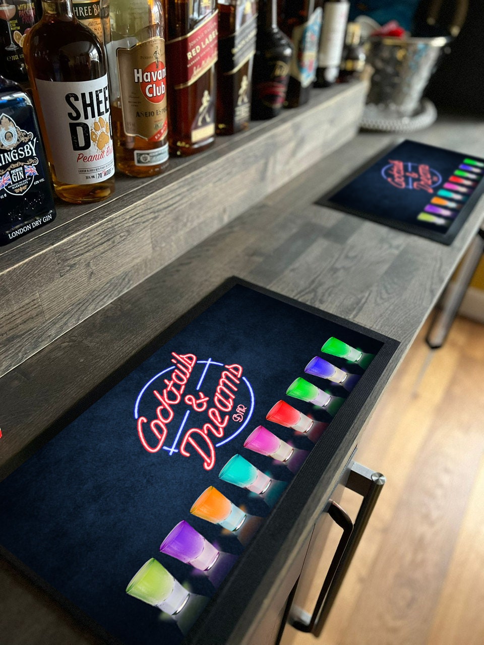 Tappetino Da Bar Personalizzato 'Cocktail & Dreams' - Runner In Gomma Con Scritta - 440x250 Mm - 2