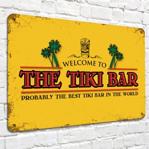 The Tiki Bar Sign | Tropical Home garden Bar Sign A4 Metal Sign | Tiki bar decor