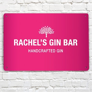 Personalised GIN Bar Sign - Handcrafted Printed Metal Sign A4 Home bar beer Sign