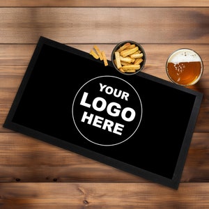 Personalised Logo Bar Mat - Business logo brand or image  printed home bar runner mat - or business, shop counter mat