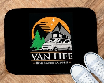 Van Life Campervan mat - Black, motorhome floor Mat 44cm x 32cm - VL02 indoor use / Coaster set