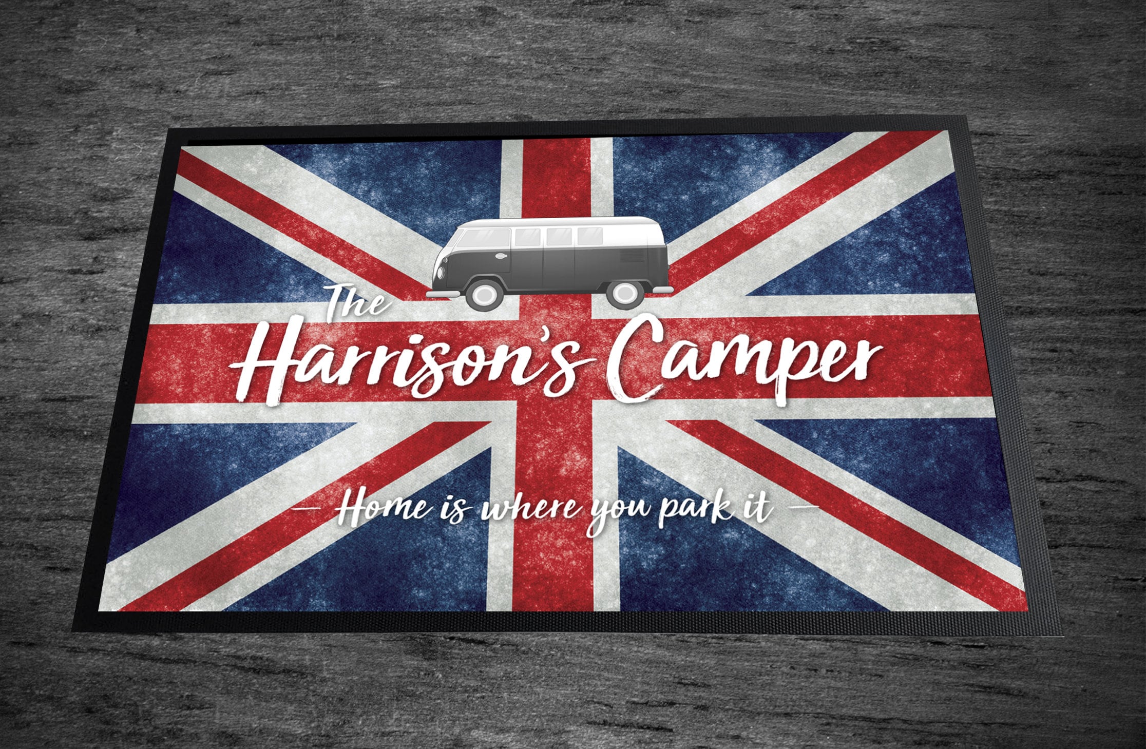 Personalizzata Camper Van Camper Porta Union Jack Tappeto-TAPPETINO COPERTA 44cm x 32cm 