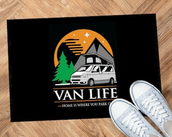 Van Life Motorhome Mat - Large Black Campervan door mat 60 x 40 cm VL01 - camping accessories / Coaster set