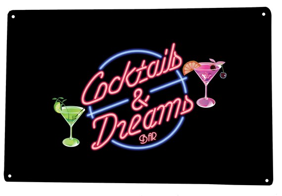 Cocktails & Dreams - Cocktail Bar Sign, Metal A4 Sign - Etsy