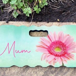 Personalised Garden Kneeling Pad - Foam Pad 40cm x 20cm Pink Gerbera botanical Kneeler Mat