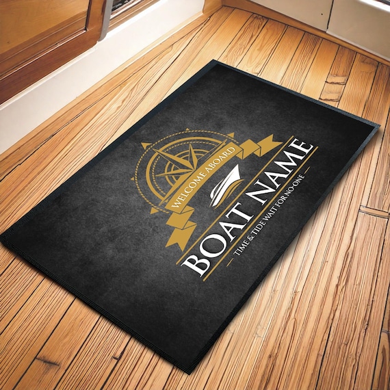 Tappetino Nautico Personalizzato Con Ancora Blu - 60x40cm, Poliestere Lavabile, Antiscivolo - Foto 5