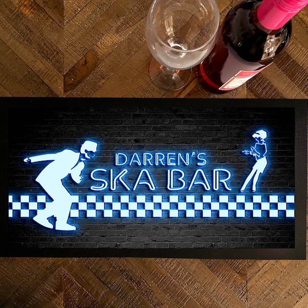 Personalised Bar Runner - Neon Ska Bar Home Bar runner Mat