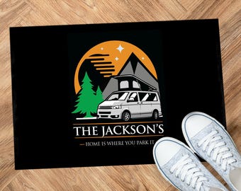 Personalised Motorhome Mat - Large Black Campervan floor mat 60 x 40 cm VF02 - camping accessories