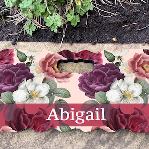 Personalised Garden Kneeling Pad - Foam Pad 40cm x 20cm Red Roses botanical Kneeler Mat