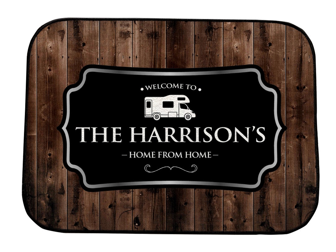 Personalised Camper van Door Mat - Grey & Black Indoor campervan Mat
