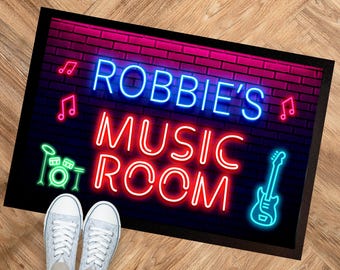 Zerbino personalizzato per sala musica / zerbino in stile neon per studio di registrazione - accessori per musicisti