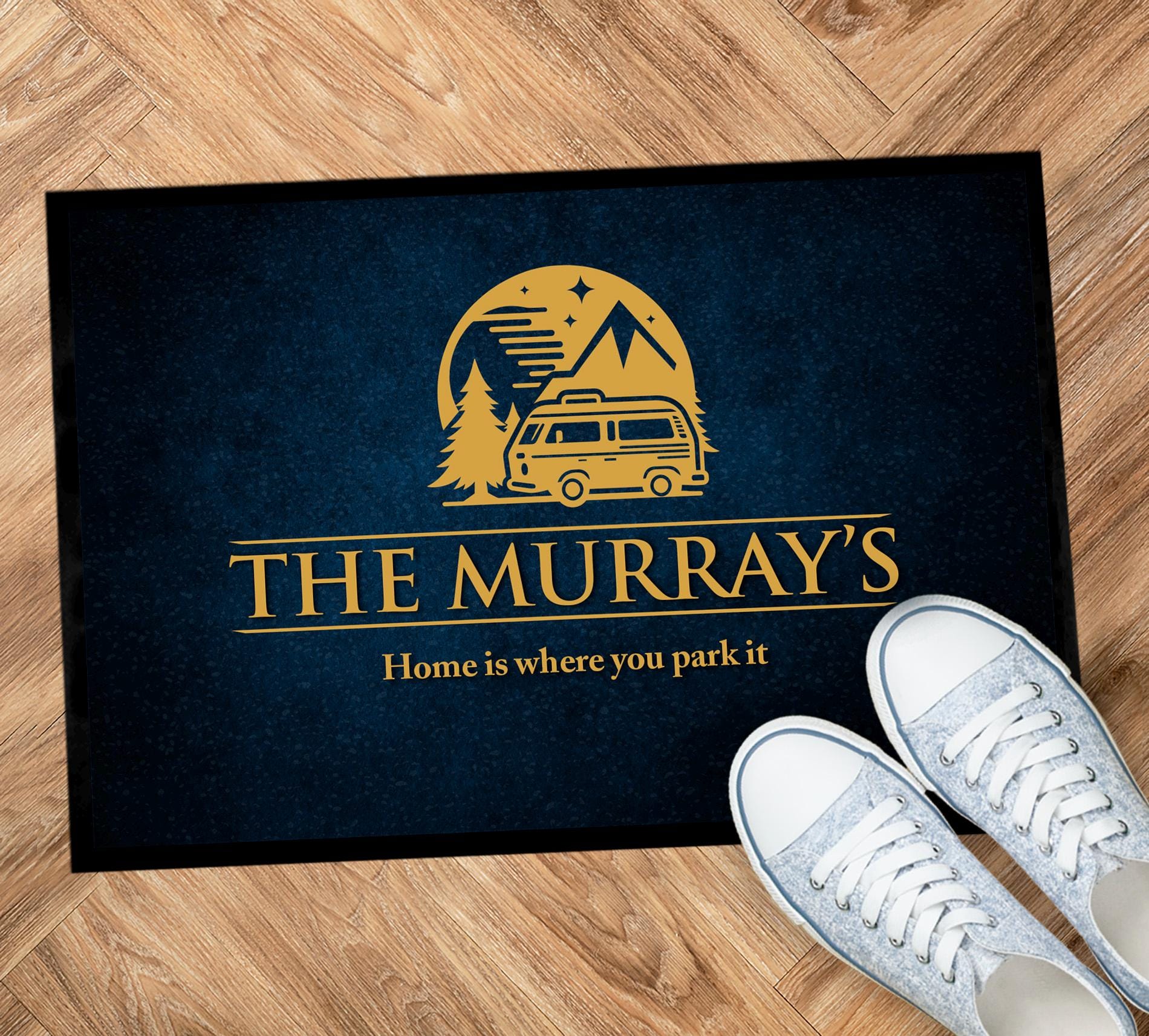 Zerbino In Gomma Antiscivolo "Home Is Where You Park It", 60x40 Cm, Con Sottobicchiere Omaggio, Divertente Per Ingresso - 4