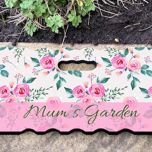 Personalised Garden Kneeling Pad - Foam Pad 40cm x 20cm Pink Roses botanical  Kneeler Mat for Mum - Mothers Day gift
