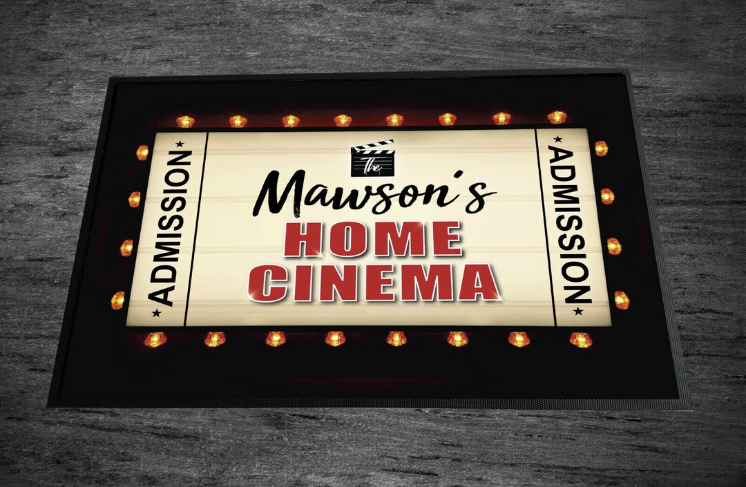 Personalised Home Cinema Ticket - Cinema Door Mat for Movie Theatre 60 ...