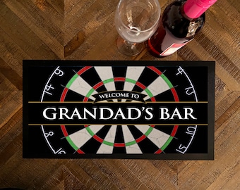 Fathers day gift -Grandad's Bar Runner - Home bar gift, Dart Board, games room - bar runner mat