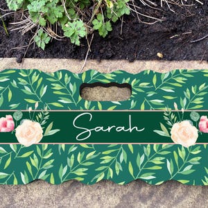 Personalised Garden Kneeling Pad - Foam Pad 40cm x 20cm Green Floral Kneeler Mat - gifts for her, gardening accessories