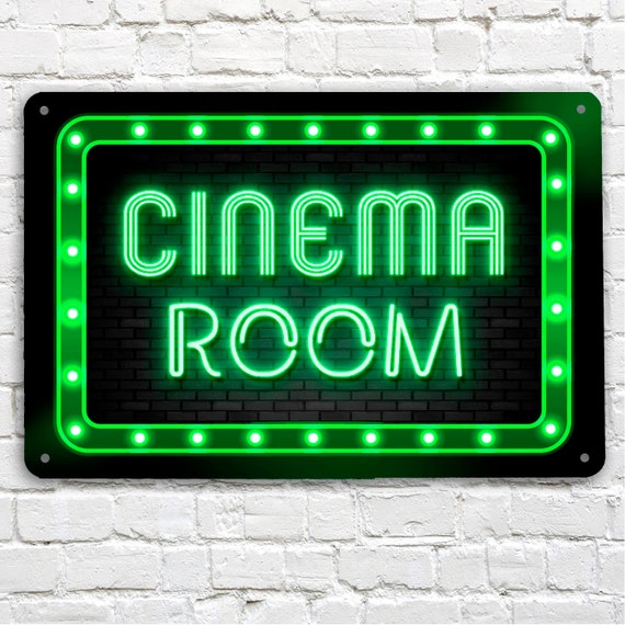 Letrero De Cine Metálico Grande 24x5 Pulgadas - Decoración Vintage Para Home Cinema, Sala De Películas O Teatro En Casa - Regalo Original Para Cinefilos