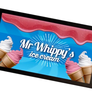 Personalised Ice Cream van / Bar counter mat - Any name ice cream parlour mat  IC101